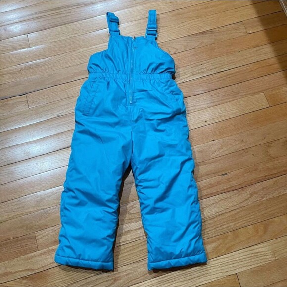 Pink Platinum Toddler Snow Bib Overalls Pants Size 4 Blue Adjustable Straps EUC - Picture 1 of 7